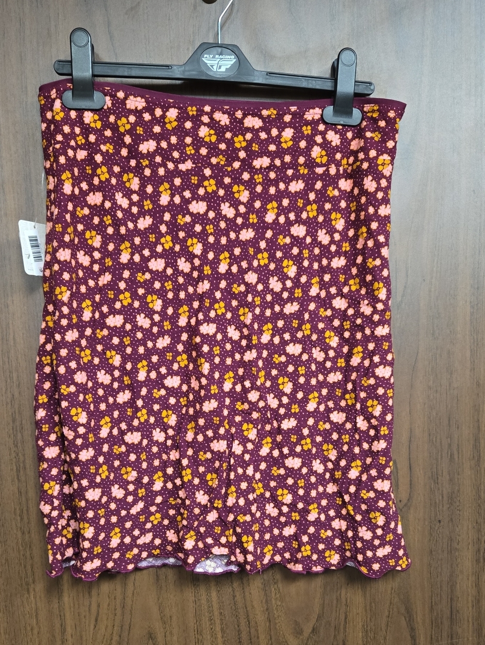 Free People Size 2 Plum Pink Gold Floral Knee Length Ruffle Skirt